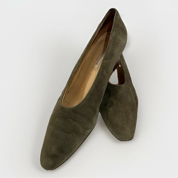 Ann Taylor Shoes - Ann Taylor - Green Suede Pointed Toe Low Heel Pumps Dress Shoes - Womens 8.5 M